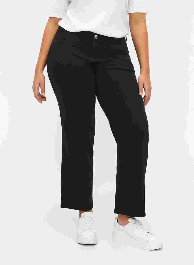 Regular fit Gemma jeans met hoge taille, Black, Model image number 3