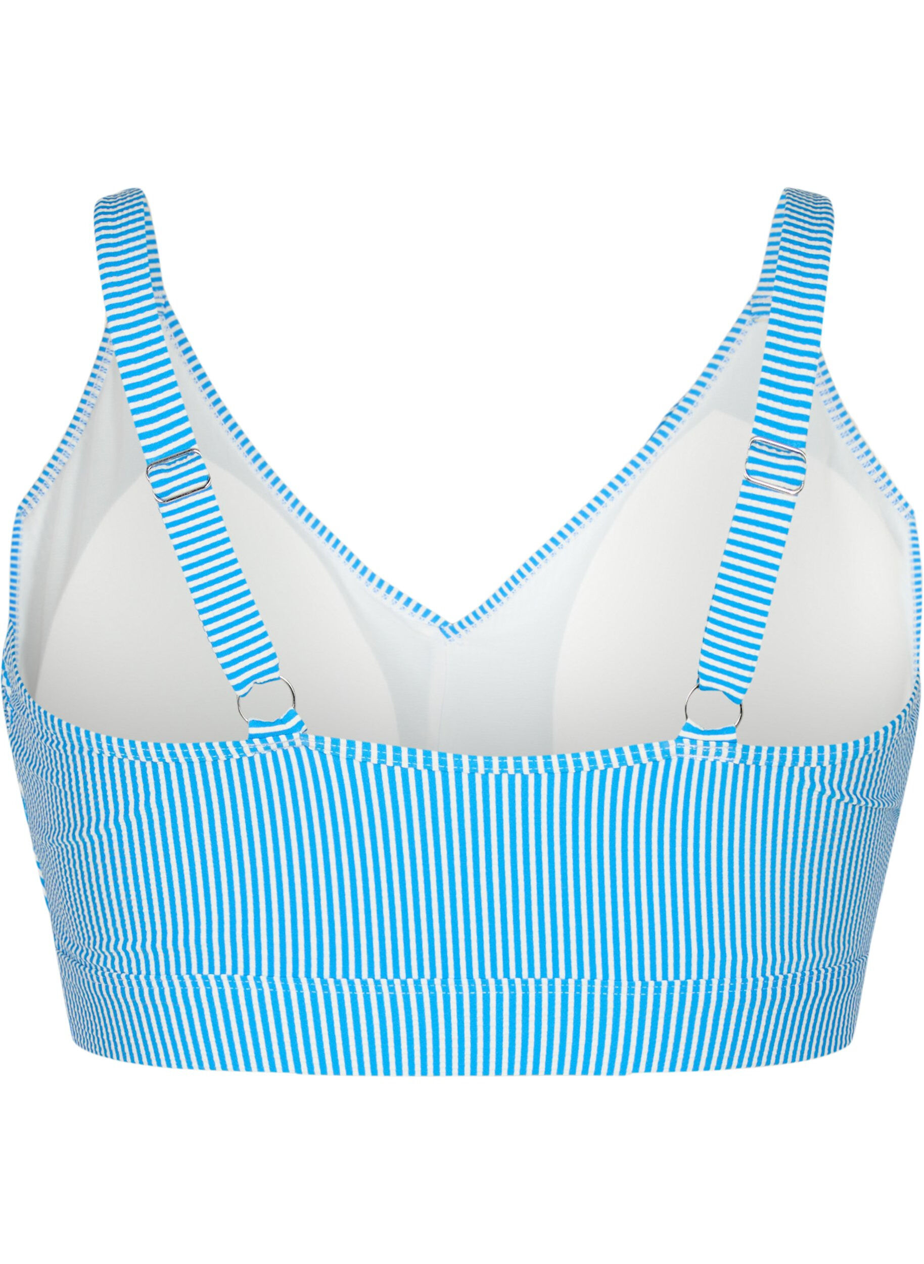 ZizziGestreept bikinitopje met ruches, BlueWhite Stripe AOP, Packshot image number 1