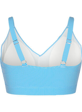 Haut de bikini rayé avec volants, BlueWhite Stripe AOP, Packshot image number 1
