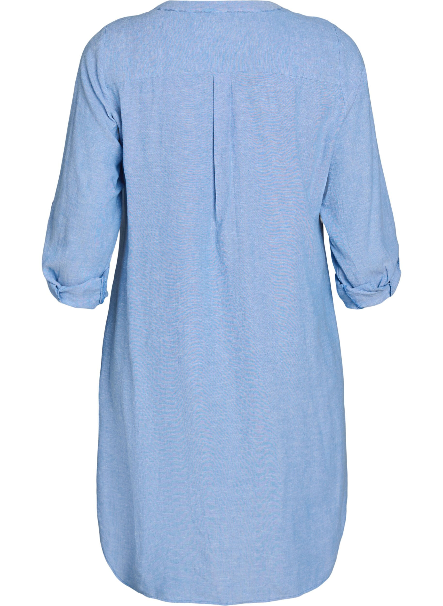 Zizzi Chemise longue en lin et viscose, Bleu, Packshot image number 1