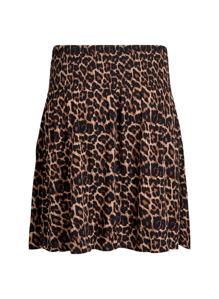 FLASH - Jupe courte &agrave; taille smock&eacute;e, Marron, Packshot image number 1