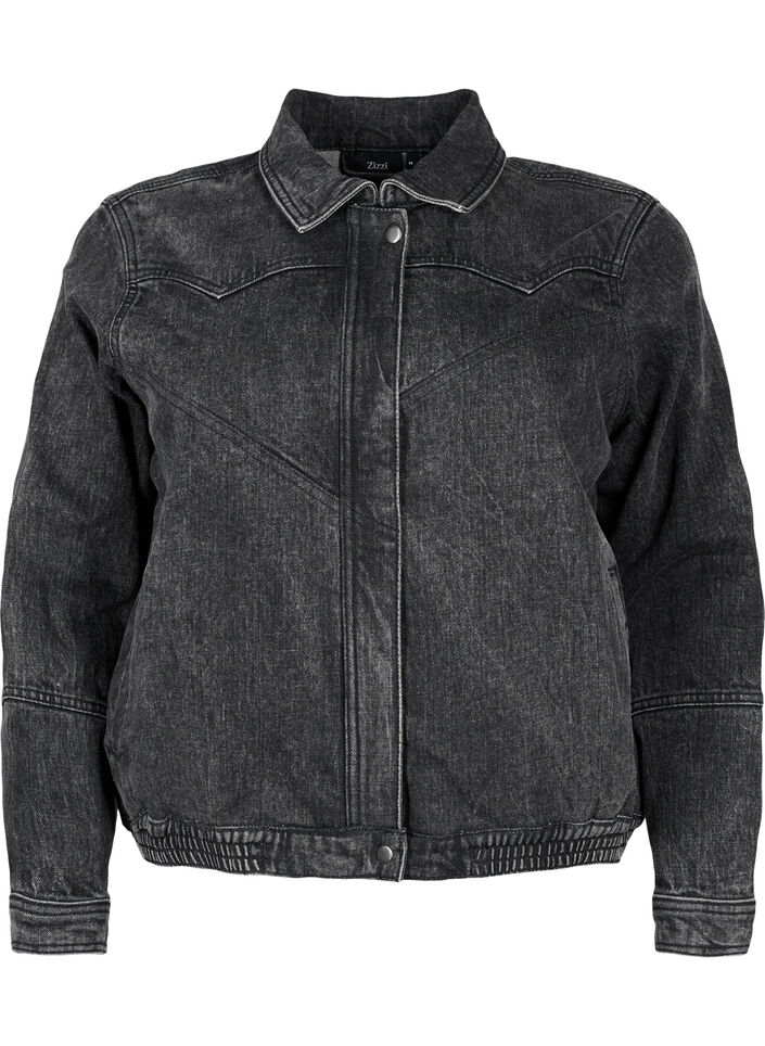 Spijkerjasje met verborgen ritssluiting, Dark Grey Denim, Packshot image number 0