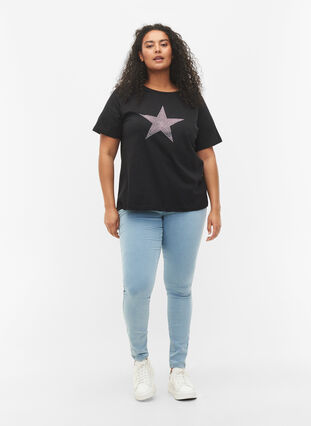 T-shirt van biologisch katoen met studs, Black Star , Model image number 2