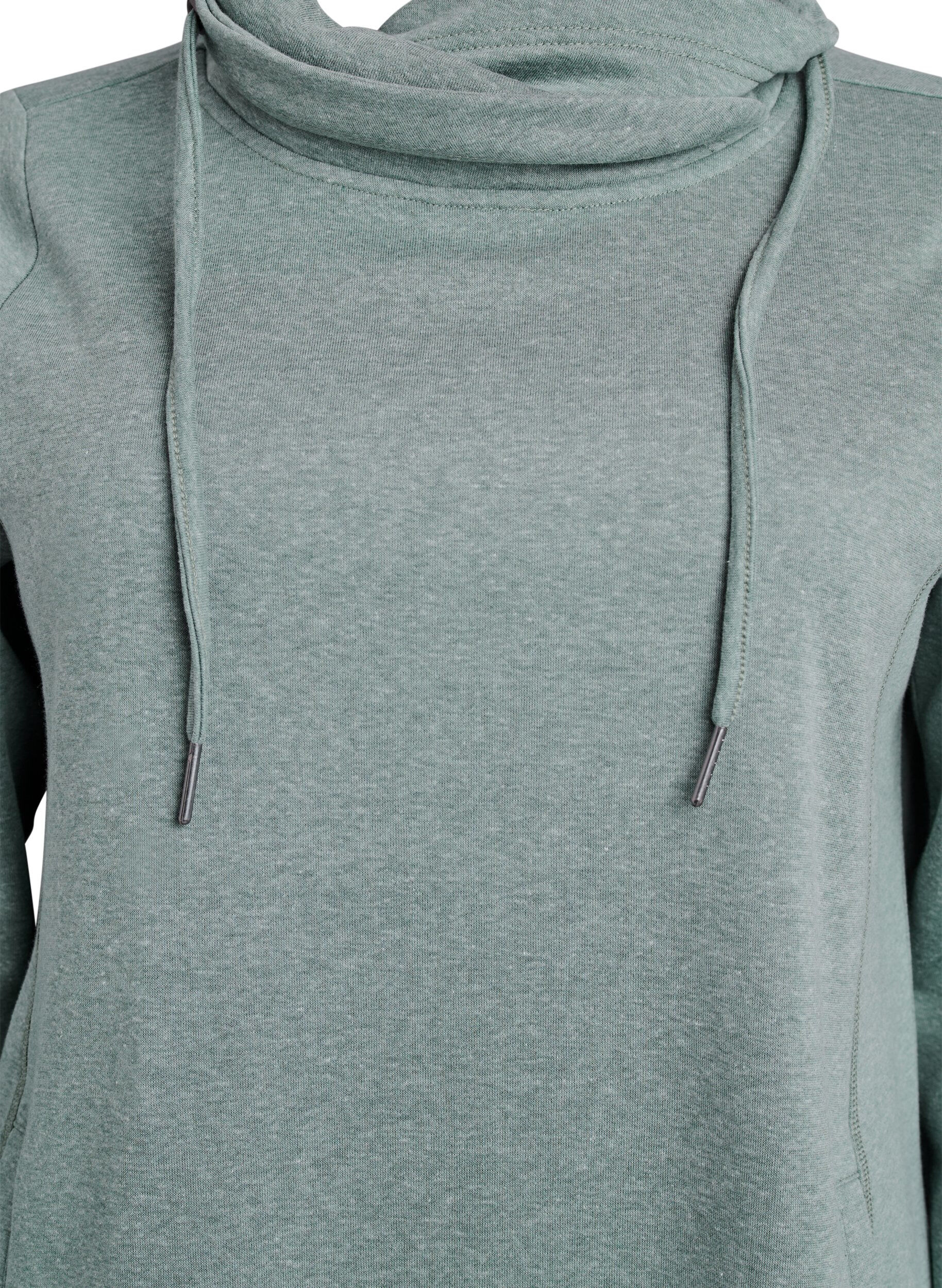 Zizzi FLASH - Robe sweat-shirt courte &agrave; col montant et poches, Vert, Packshot image number 2