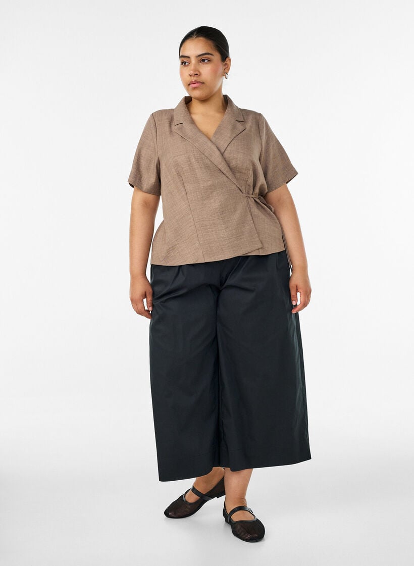 Chemise cache-c&oelig;ur &agrave; nouer, Marron, Model image number 1
