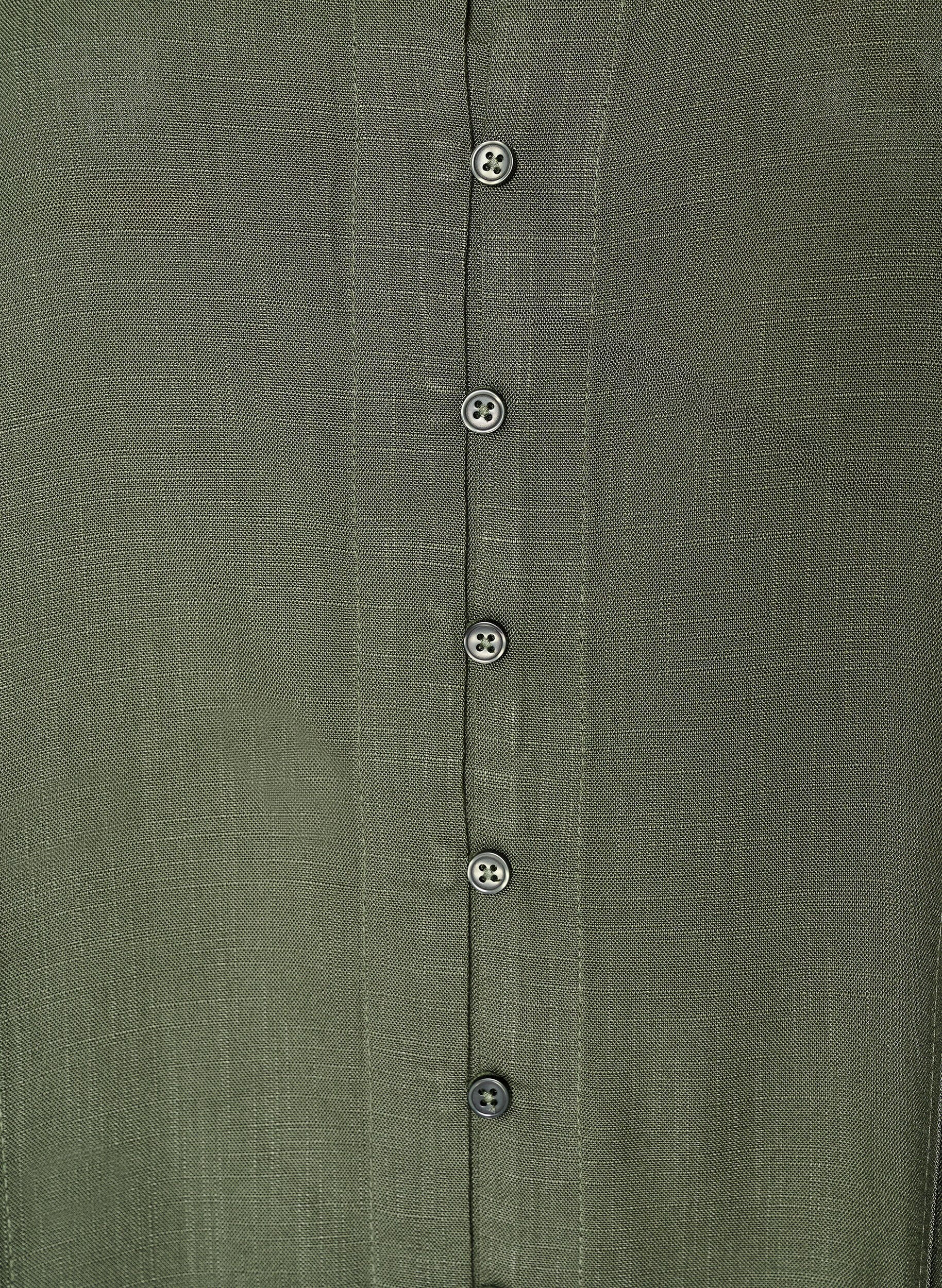 ZizziViscose tuniek met knopen en rucherand, Groen, Packshot image number 2