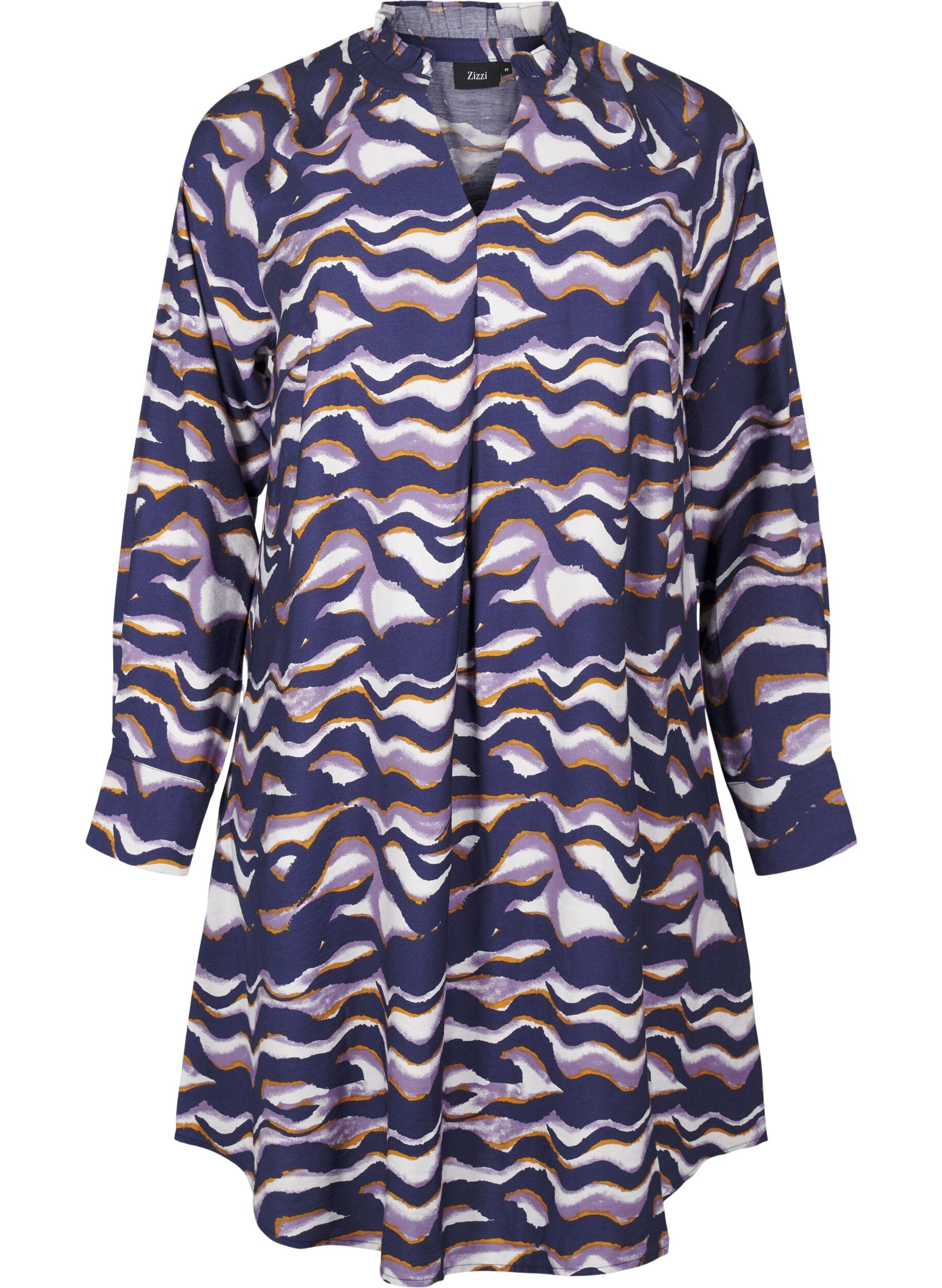 Robe mi-longue avec imprim&eacute; et forme en A