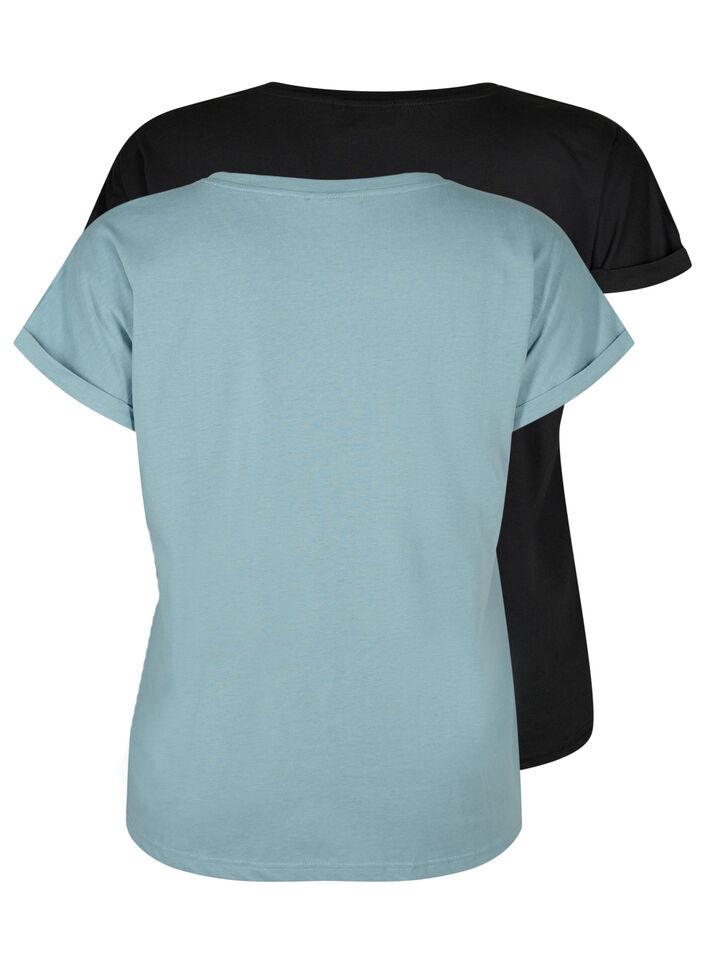 2-pack T-shirts met korte mouwen, Blauw, Packshot image number 1