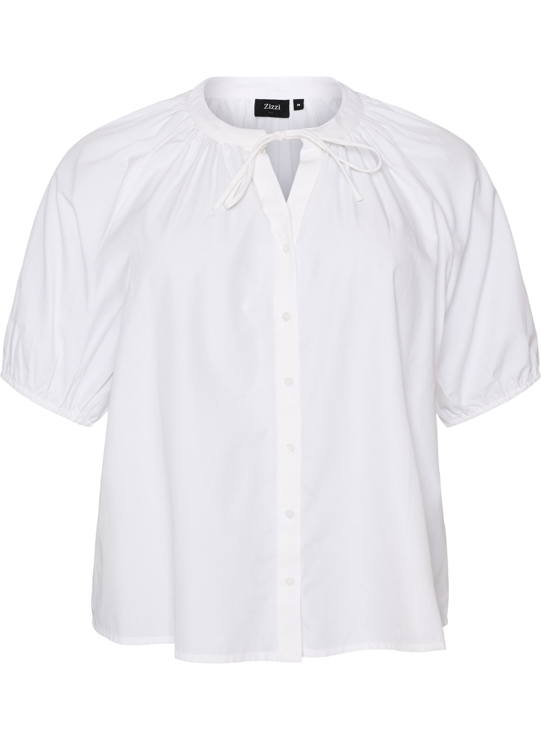 Overhemdblouse met knoopsluiting en strikceintuur