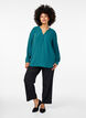Streepjes overhemdblouse, Groen, Model image number 1