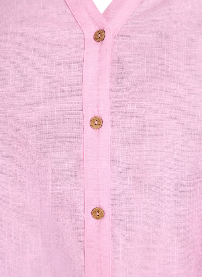 Katoenen blouse met V-hals, Roze, Packshot image number 2
