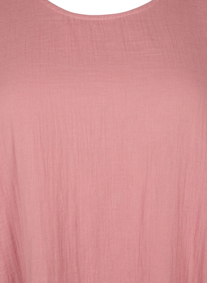 Robe à manches courtes en coton à une coupe évasée., Old Rose, Packshot image number 2