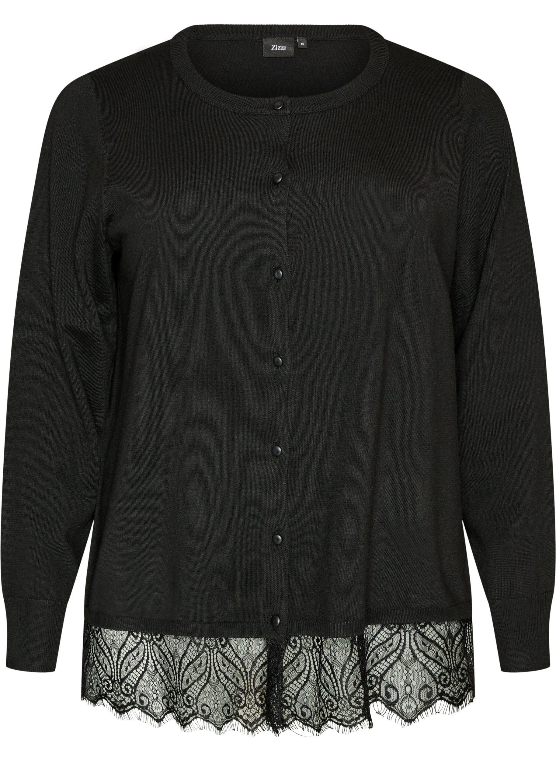 Cardigan avec large ourlet en dentelle