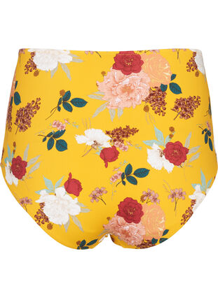 Bas de bikini taille haute à imprimé fleuri, Yellow Flower Print, Packshot image number 1
