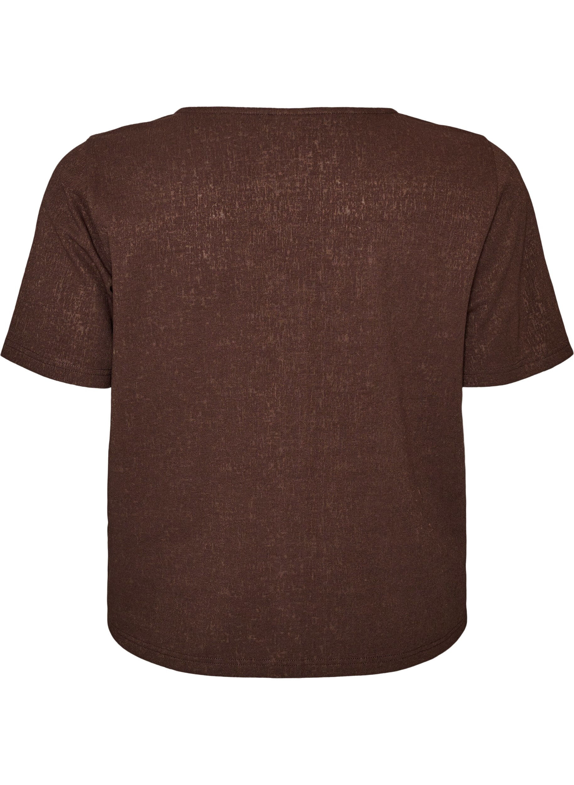 ZizziBlouse en coton textur&eacute; avec fermeture &agrave; boutons, Marron, Packshot image number 1