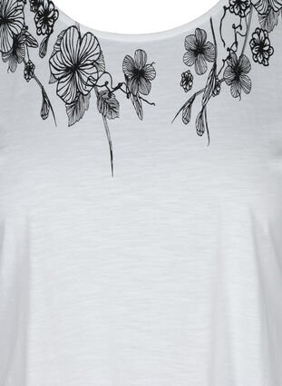 Haut en coton avec détails imprimés, Bright White FLOWER, Packshot image number 2