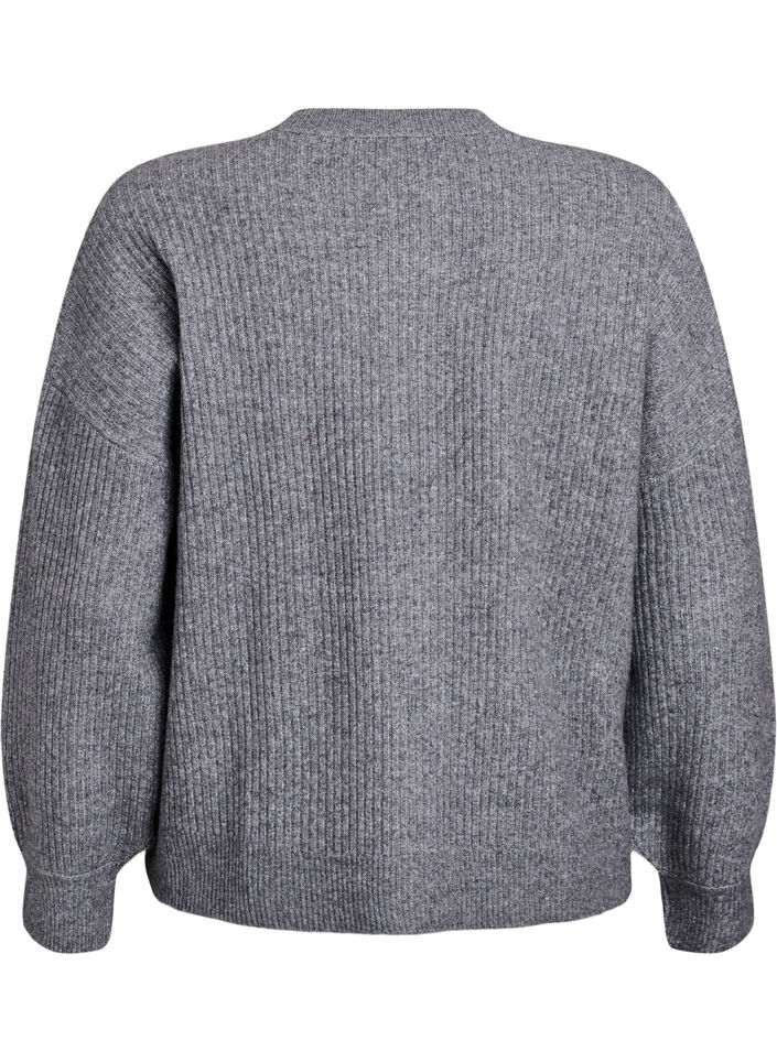 Vest van ribtricot met knopen, Grijs, Packshot image number 1