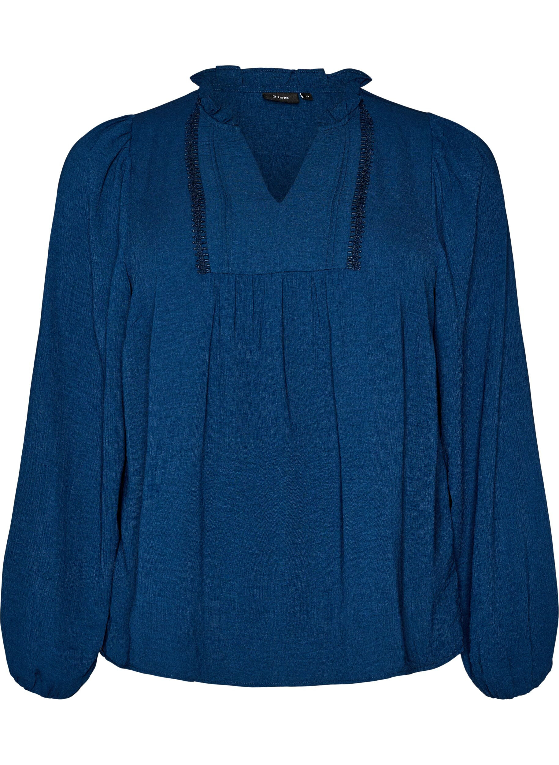 Blouse met V-hals en gehaakte sierband