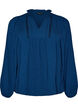 Blouse avec col en V et bande en crochet, Bleu, Packshot image number 0