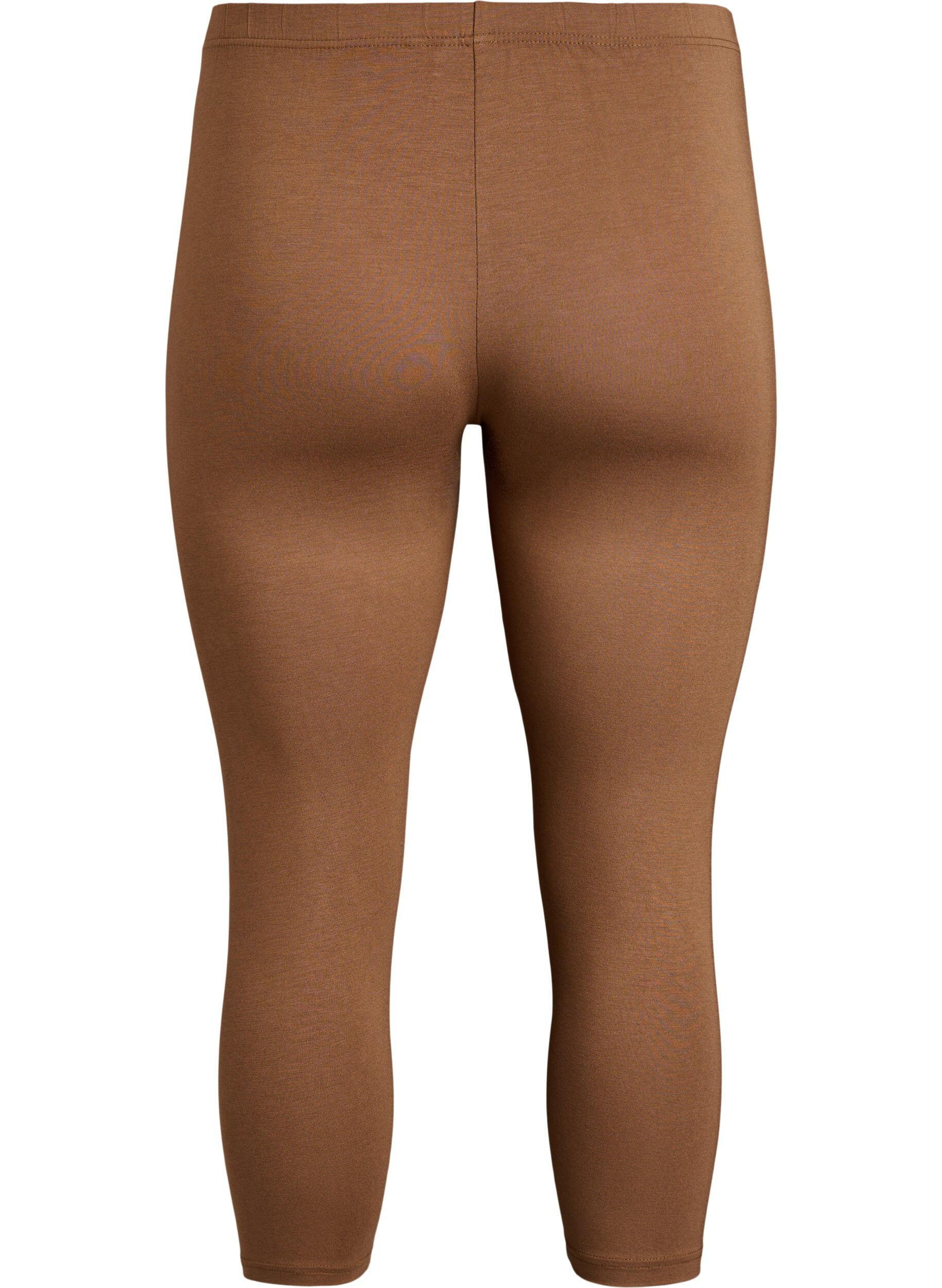 ZizziBasic 3/4 legging in viscose, Bruin, Packshot image number 1
