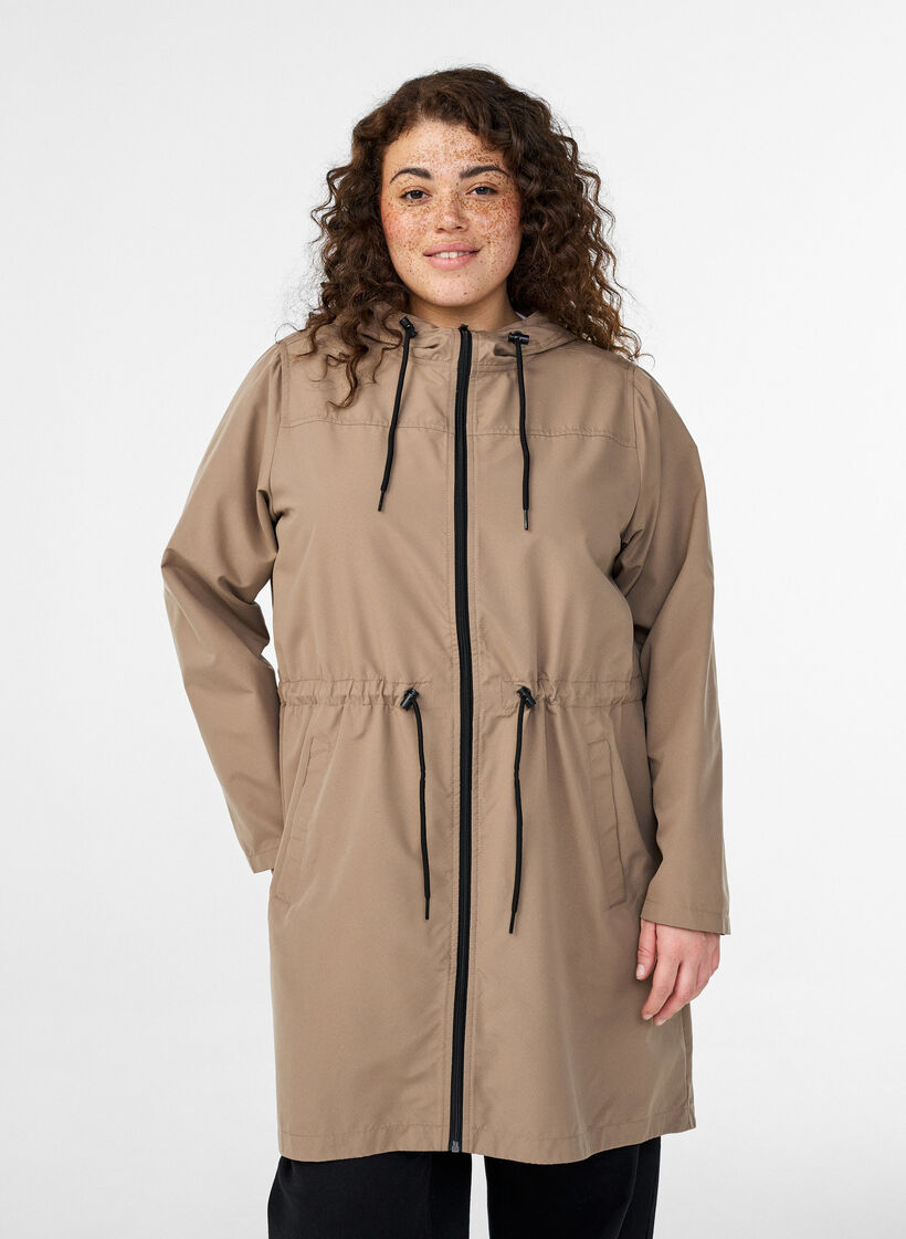 Lichtgewicht parka met een capuchon, Bruin, Model image number 0