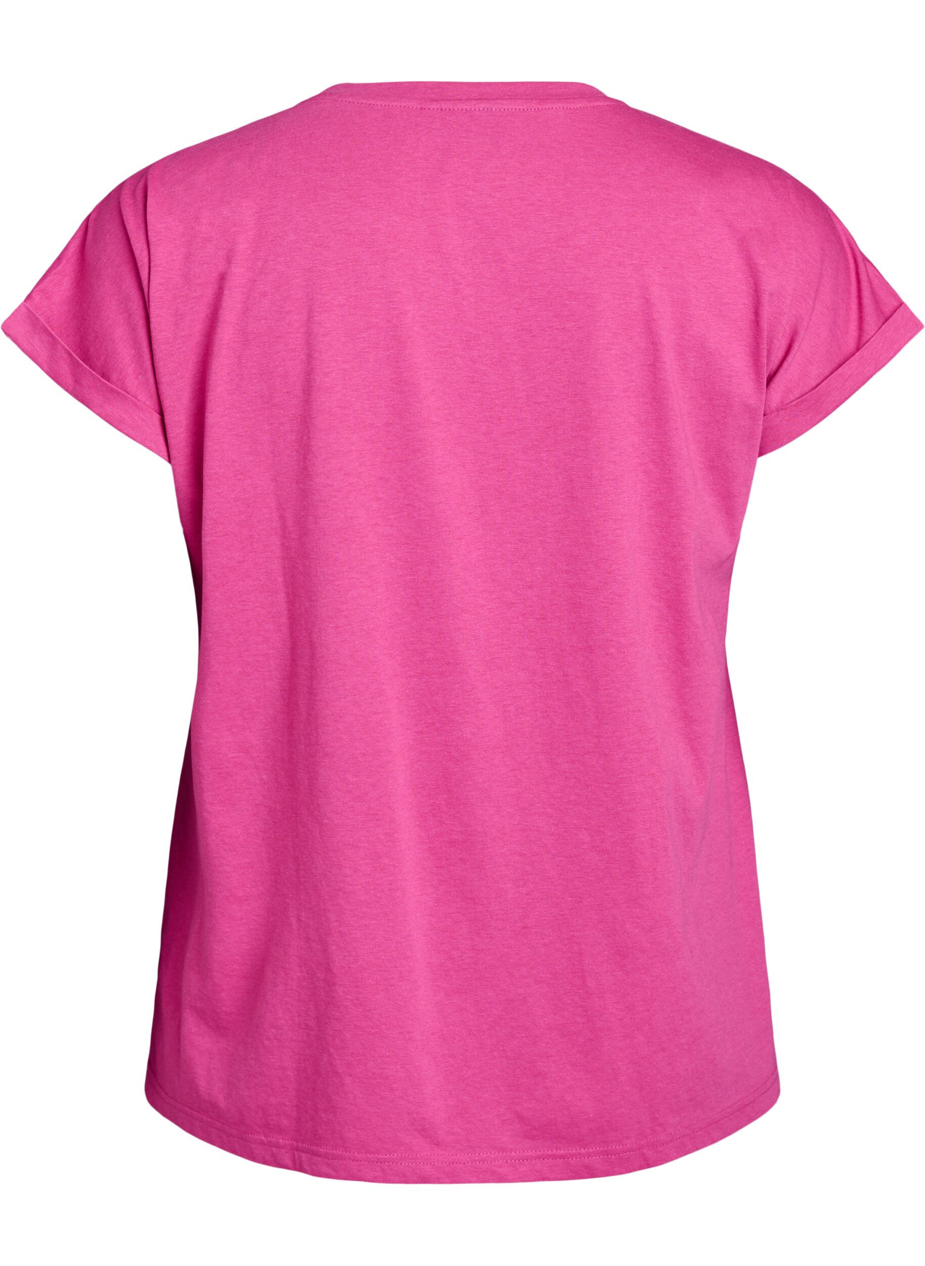 ZizziT-shirt met korte mouwen van katoenmix, Roze, Packshot image number 1