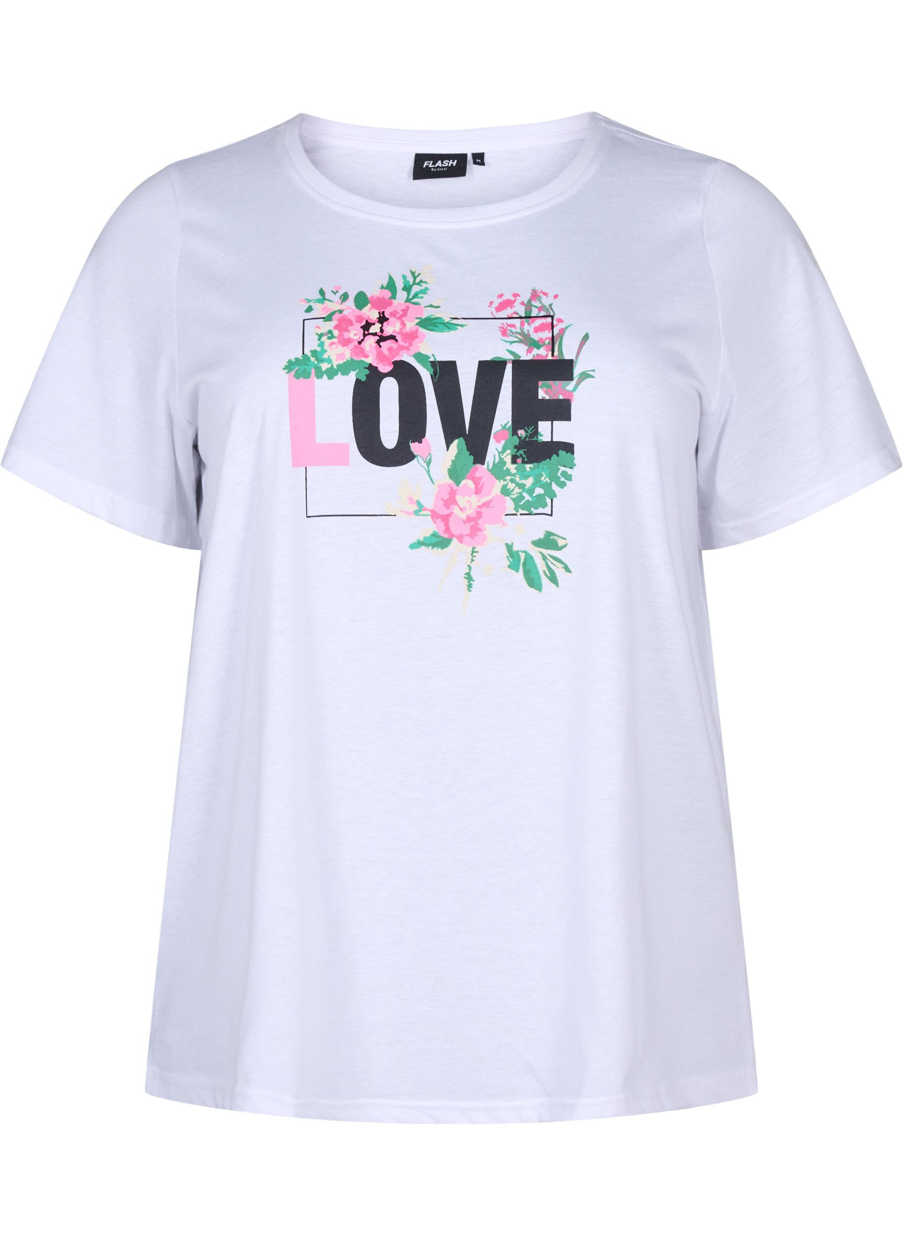 Zizzi FLASH - T-shirt avec motif, Bright White Love, Packshot image number 0