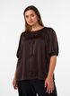 Blouse en satin avec n&oelig;uds et manches au coude, Marron, Model image number 0