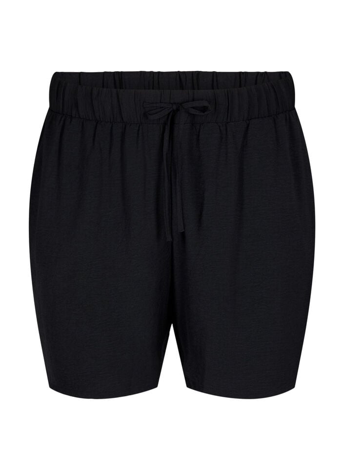 Short avec poches et ceinture &eacute;lastique, Noir, Packshot image number 0