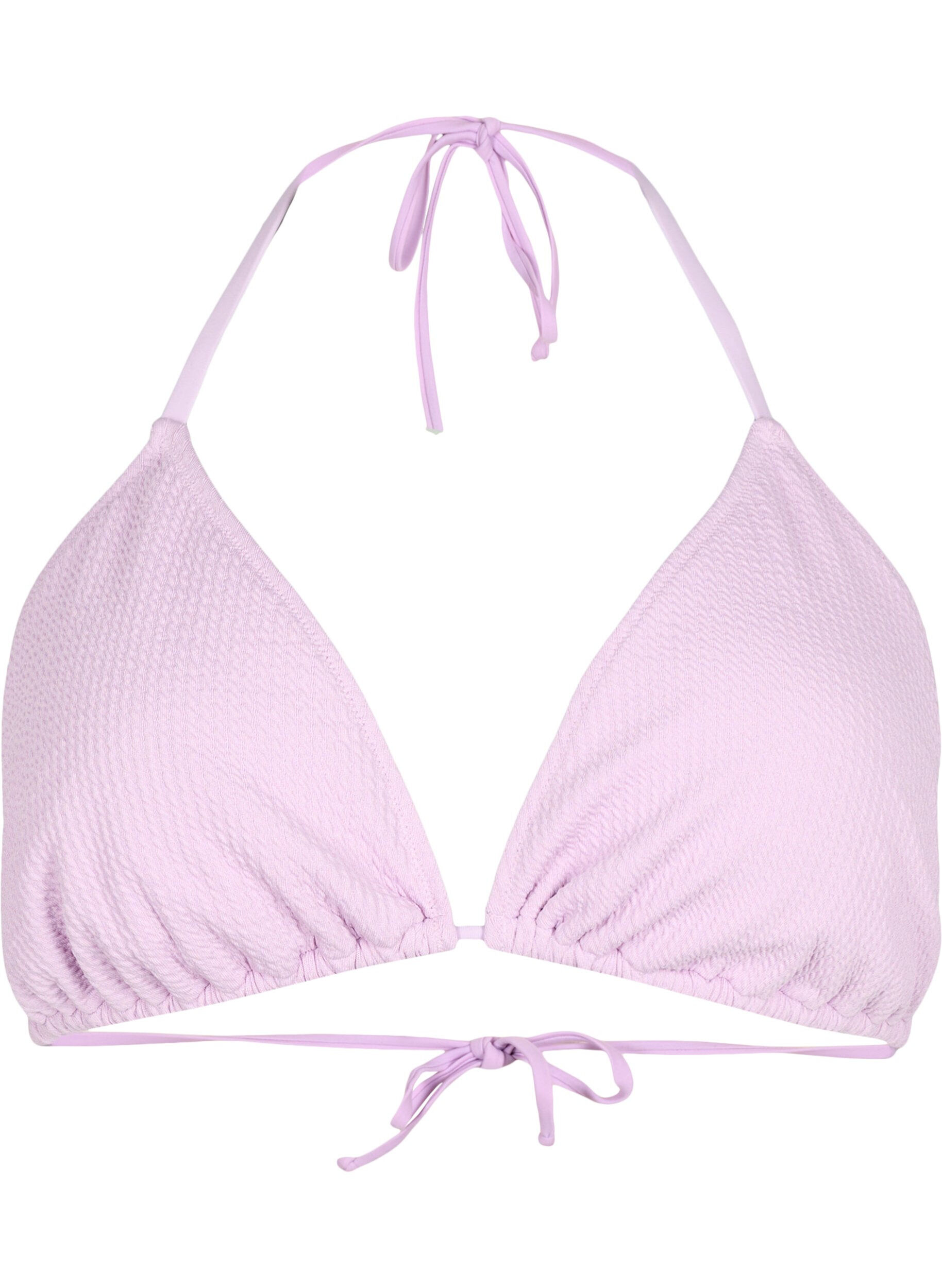 ZizziDriehoekige bikini top met cr&ecirc;pe structuur, Paars, Packshot image number 0