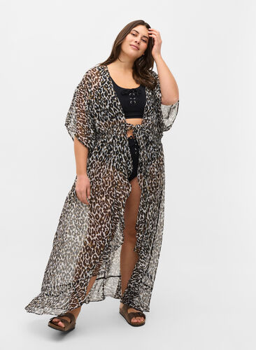 Kimono de plage imprimé, Leopard Print, Model image number 0