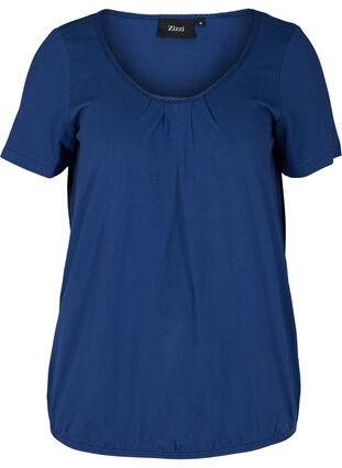 T-shirt à manches courtes avec col rond et bord en dentelle, Twilight Blue, Packshot image number 0