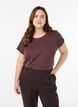 T-shirt met korte mouwen in een katoenmix, Donker Bordeaux, Model image number 0