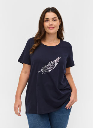 T-shirt à manches courtes avec imprimé, Night Sky w. silver , Model image number 0