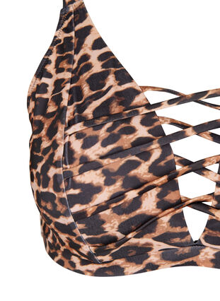 Soutien-gorge de bikini imprimé léopard avec détail string, Autentic Leopard, Packshot image number 2