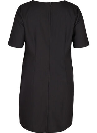 Robe de couleur unie avec col en V, Black, Packshot image number 1