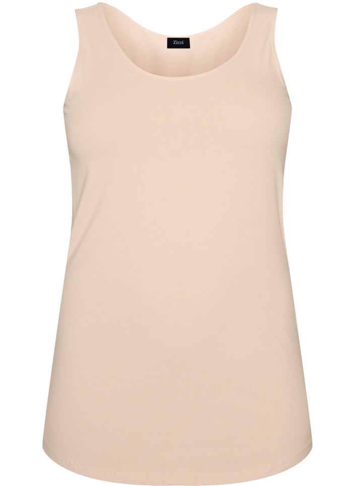 Effen basic top in katoen, Beige, Packshot image number 0