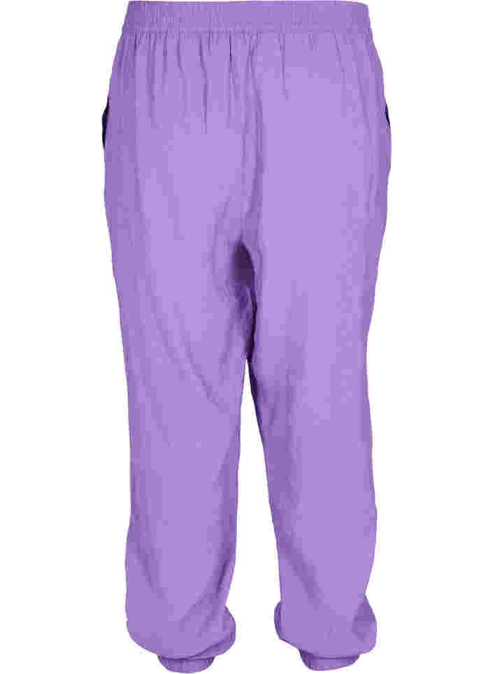 Pantalon ample en mélange de viscose avec bord élastiqué, Royal Lilac, Packshot image number 1