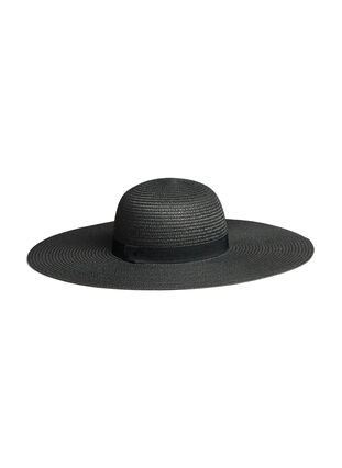Chapeau de paille bord large anti-soleil, Black, Packshot image number 0