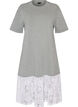 Robe T-shirt ample avec bordure en dentelle, Gris, Packshot image number 0