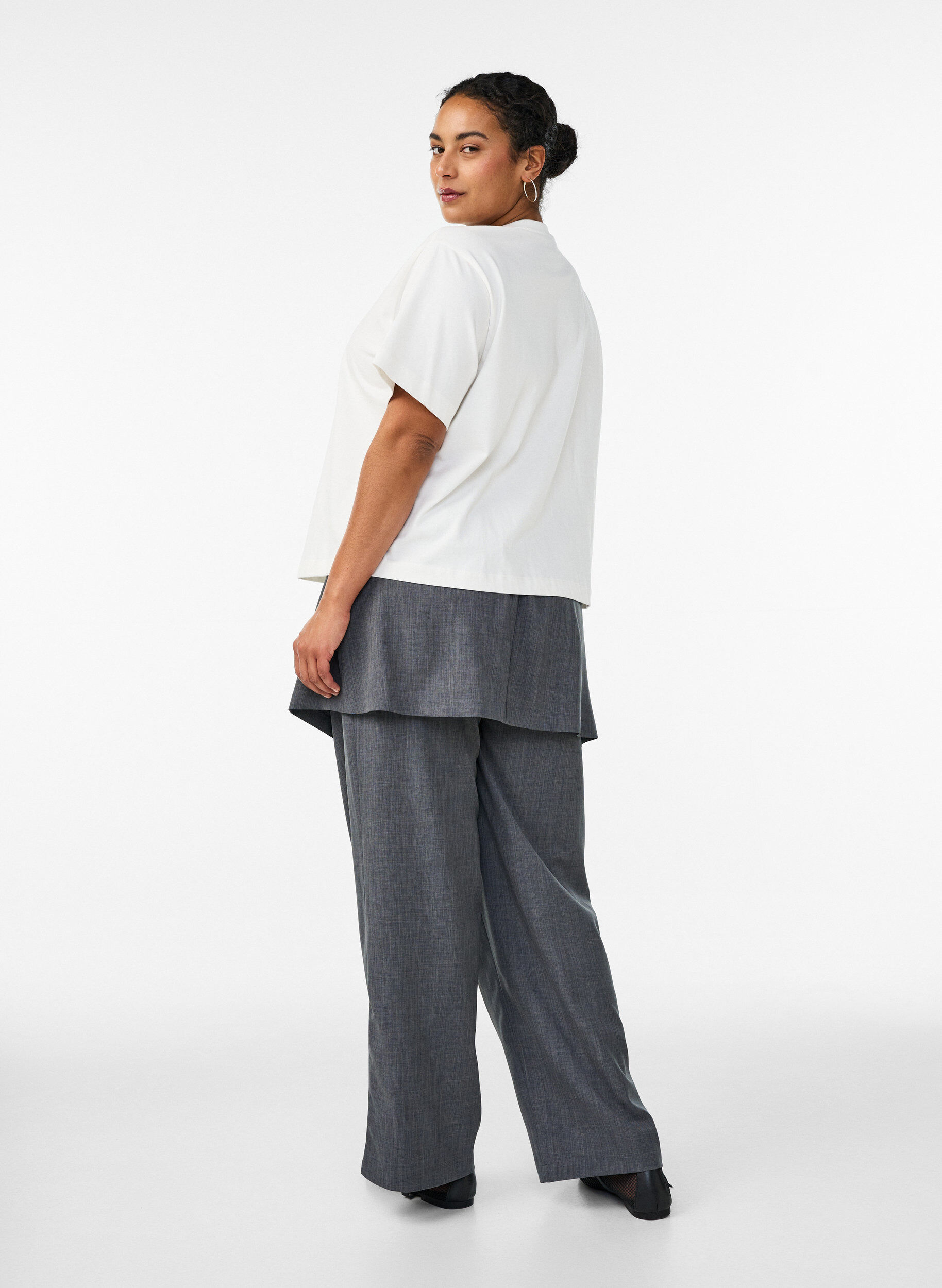 ZizziStraight-fit broek met rok, Grijs, Model image number 1