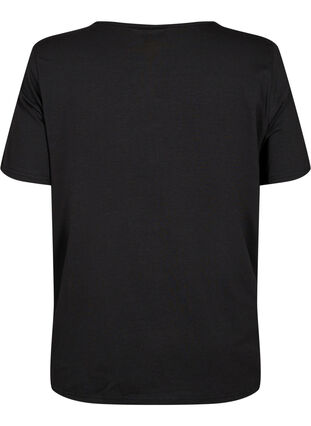 T-shirt avec col en V et détail croisé, Black, Packshot image number 1