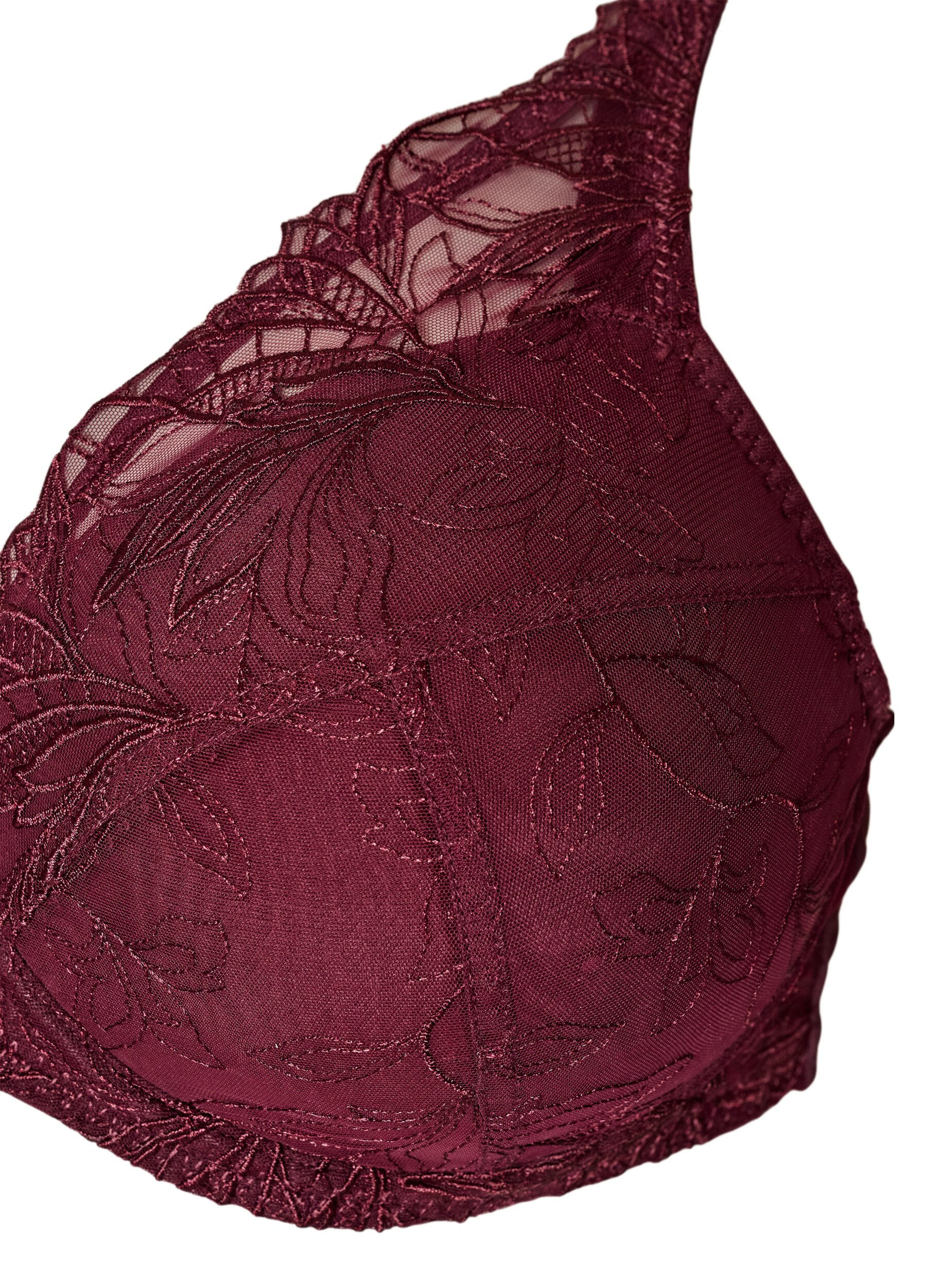 ZizziGewatteerde kanten beha met beugel, Rood, Packshot image number 2