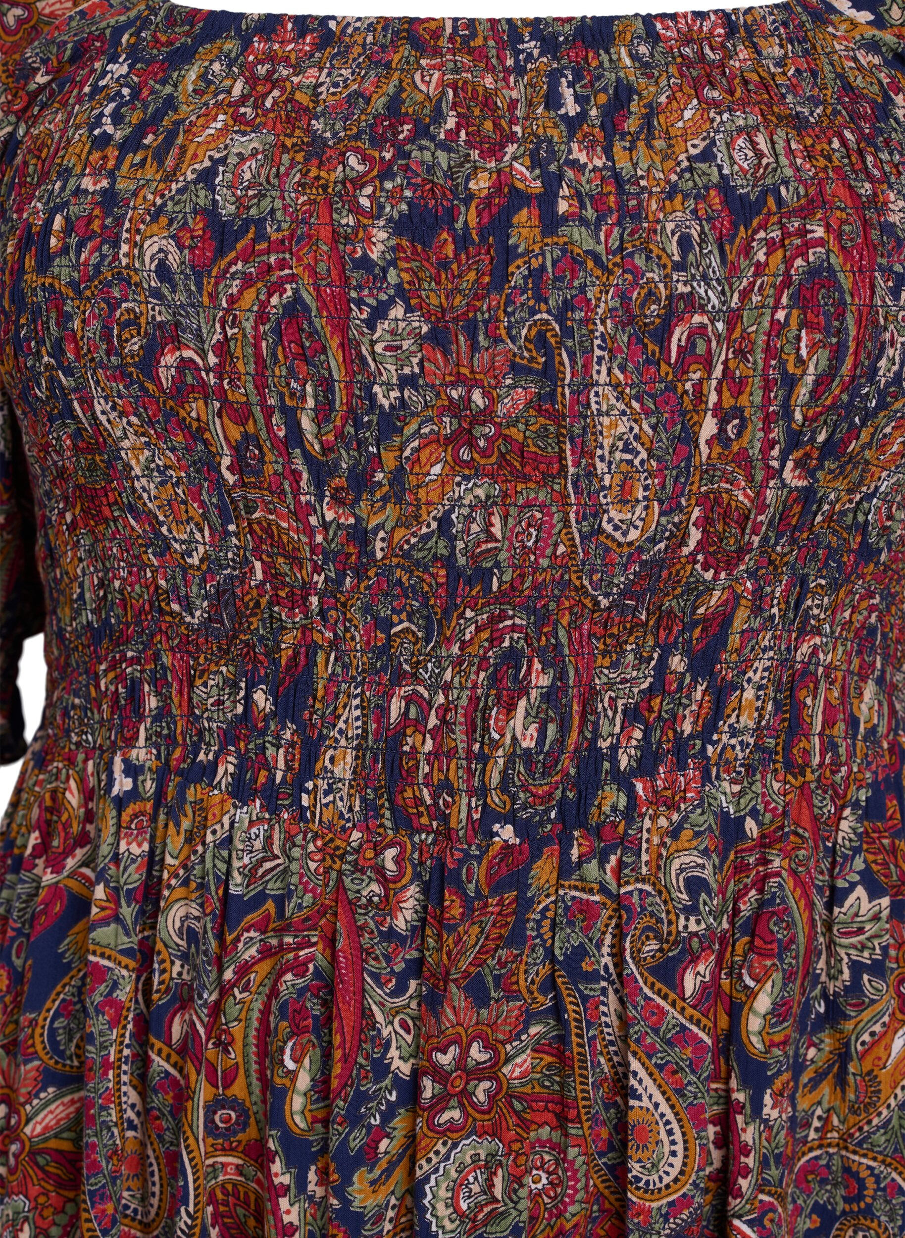 ZizziRobe d'&eacute;t&eacute; en viscose &agrave; imprim&eacute; paisley, Bleu, Packshot image number 2