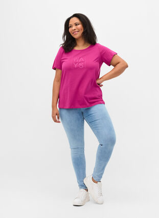 T-shirt en coton à manches courtes avec imprimé, Festival Fuchsia WAY, Model image number 2