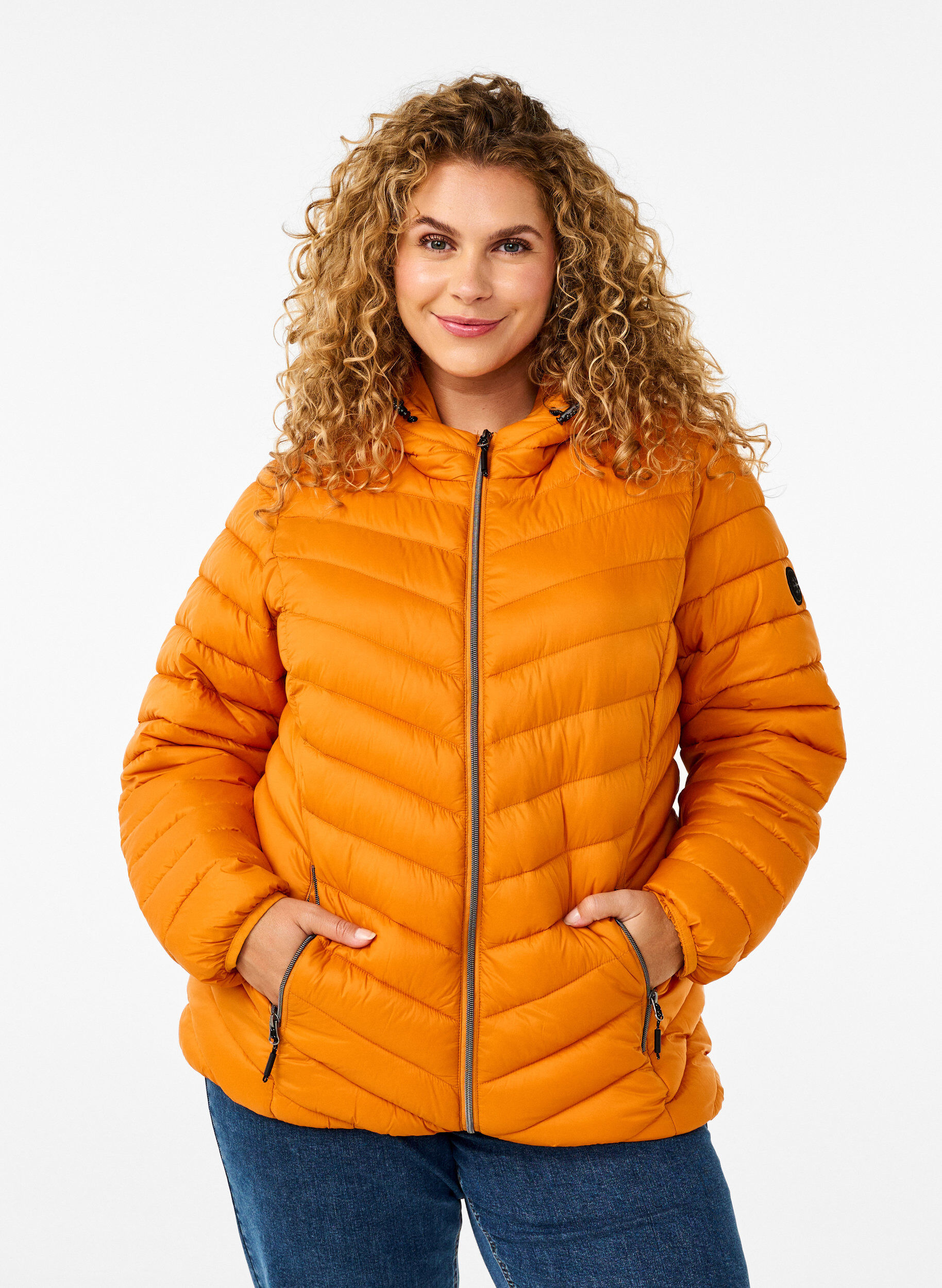 Lichtgewicht jas met capuchon, Oranje, Model