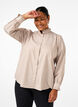 Overhemd blouse met strepen en ruches, Silver Mink Stripe, Model image number 0