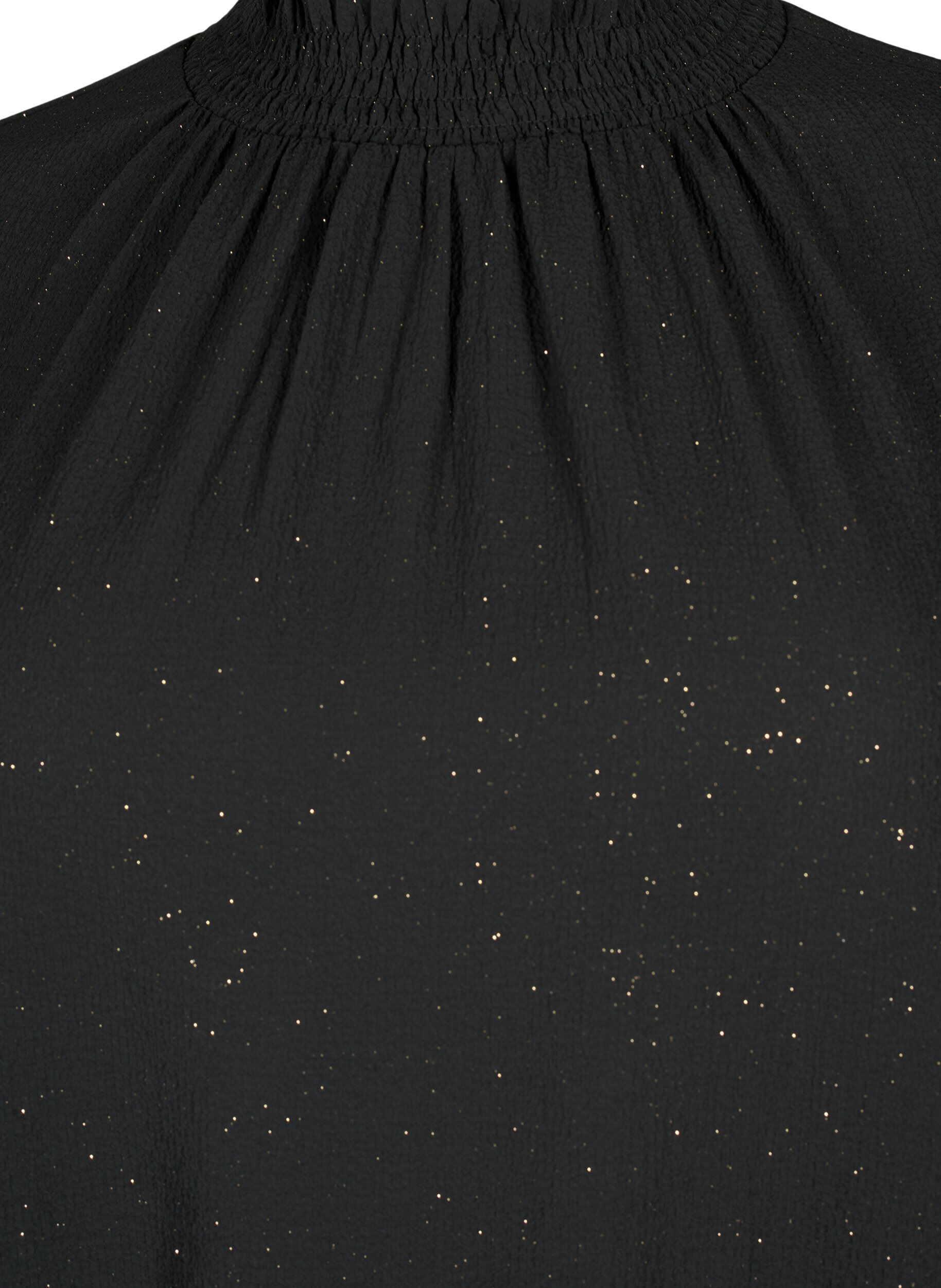 ZizziFLASH - Blouse met lange mouwen, smok en glitter	, Black w. Silver, Packshot image number 2