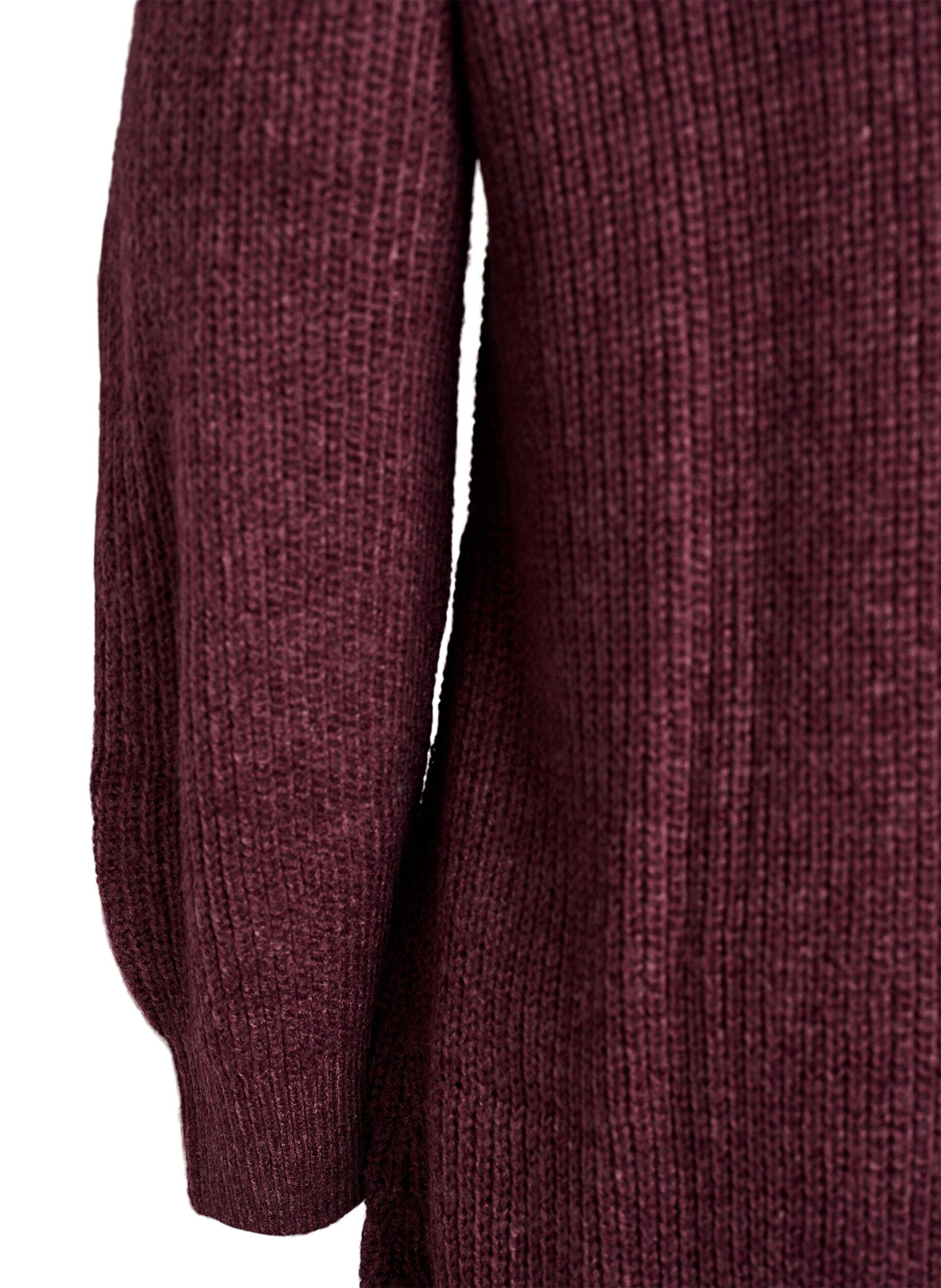 ZizziFLASH - Korte gebreide jurk met hoge hals, Rood, Packshot image number 3