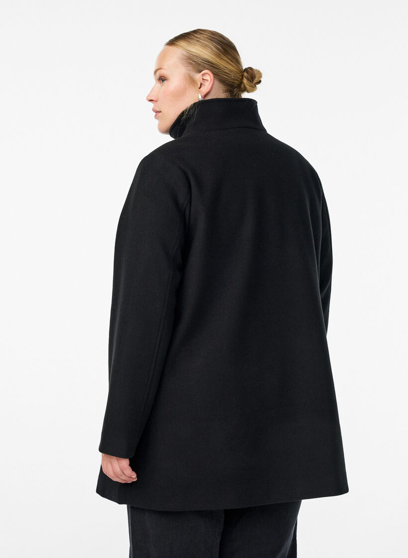 Korte jas met A-lijn vorm, Zwart, Model image number 2